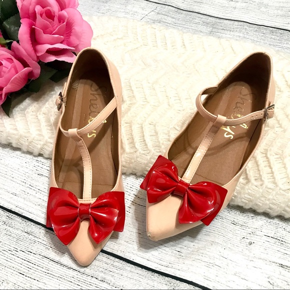 Shellys London Shoes - Shellys London Red Bow Pointed Toe Flats Size 6